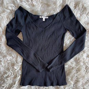 Express black ribbed wide neck long sleeve